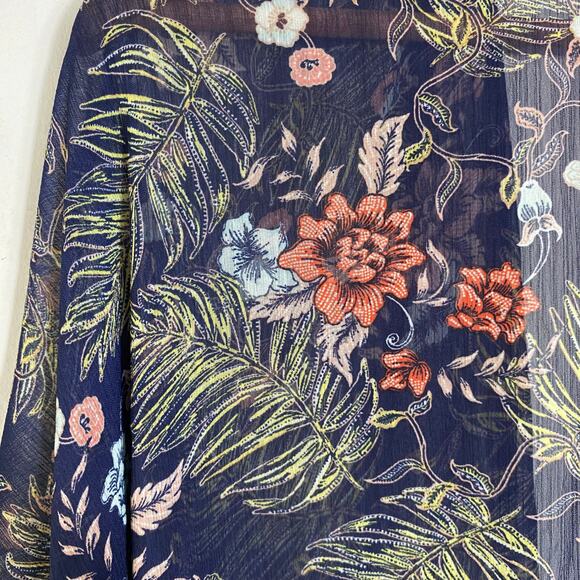Jolt Blue Semi Sheer Floral Kimono Cover Up‎ SZ XL Duster Tassels Beach Boho - Picture 8 of 8